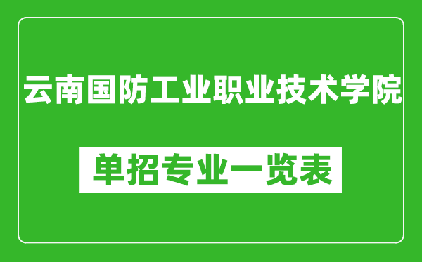 云南国防工业职业技术学院单招专业一览表