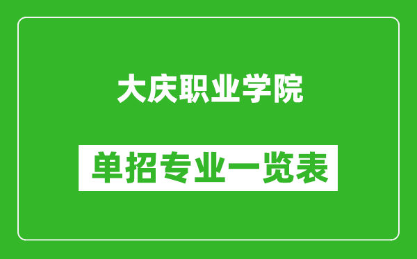 大庆职业学院单招专业一览表