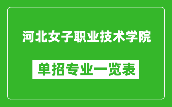 河北女子职业技术学院单招专业一览表