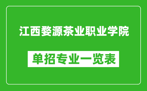 江西婺源茶业职业学院单招专业一览表