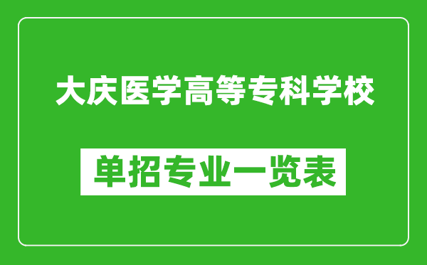 大庆医学高等专科学校单招专业一览表