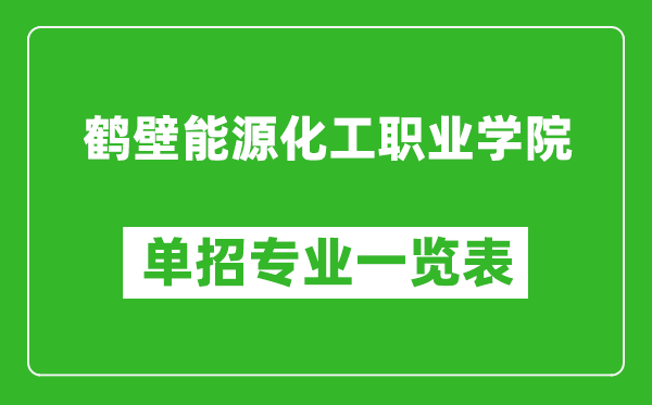 鹤壁能源化工职业学院单招专业一览表