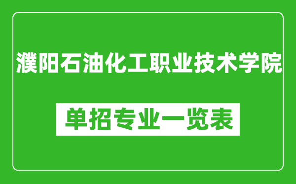 濮阳石油化工职业技术学院单招专业一览表