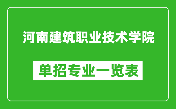 河南建筑职业技术学院单招专业一览表