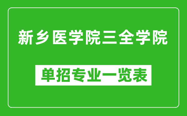 新乡医学院三全学院单招专业一览表