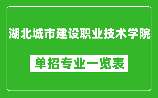 湖北城市建设职业技术学院单招专业一览表