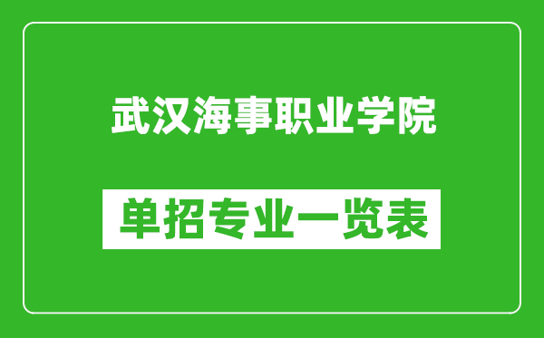 武汉海事职业学院单招专业一览表