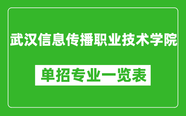 武汉信息传播职业技术学院单招专业一览表