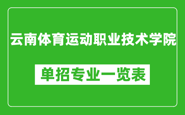 云南体育运动职业技术学院单招专业一览表