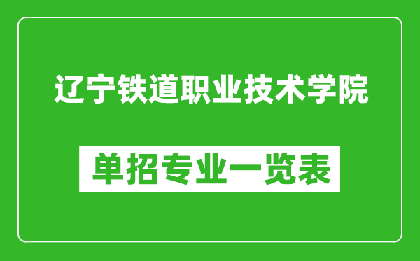 辽宁铁道职业技术学院单招专业一览表