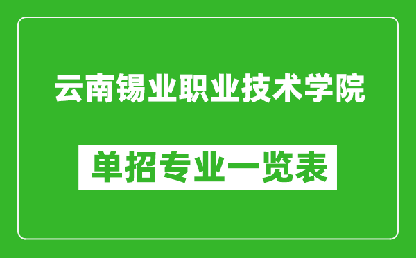 云南锡业职业技术学院单招专业一览表