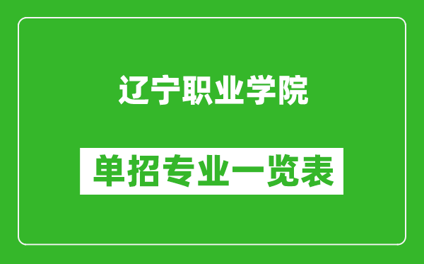 辽宁职业学院单招专业一览表