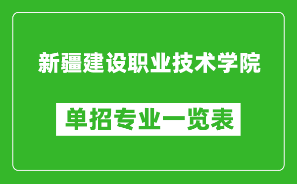 新疆建设职业技术学院单招专业一览表