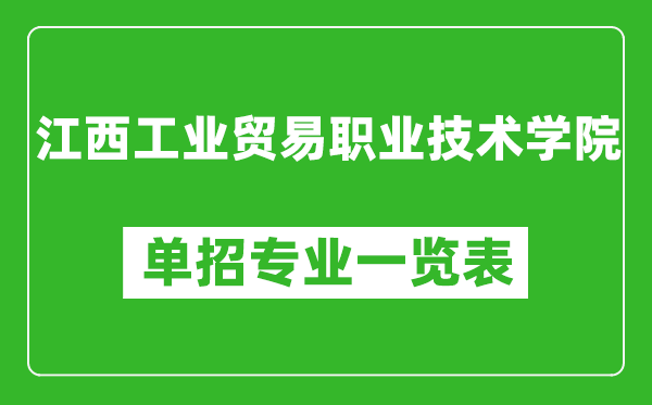 江西工业贸易职业技术学院单招专业一览表