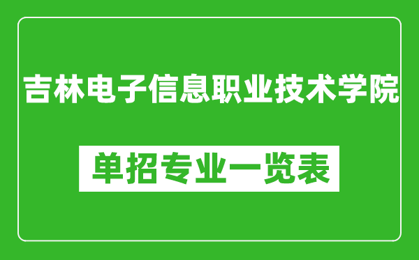 吉林电子信息职业技术学院单招专业一览表