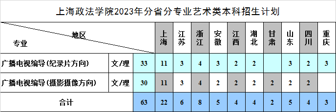 上海政法学院艺术类专业一览表