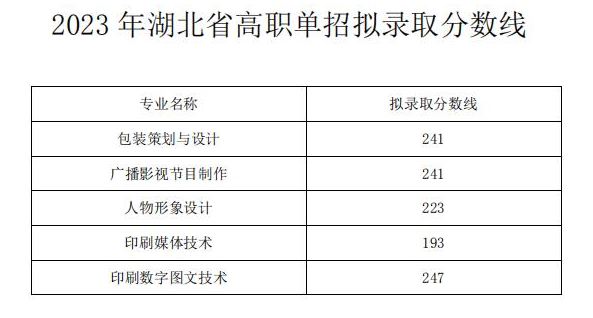 2024年武汉信息传播职业技术学院单招录取分数线