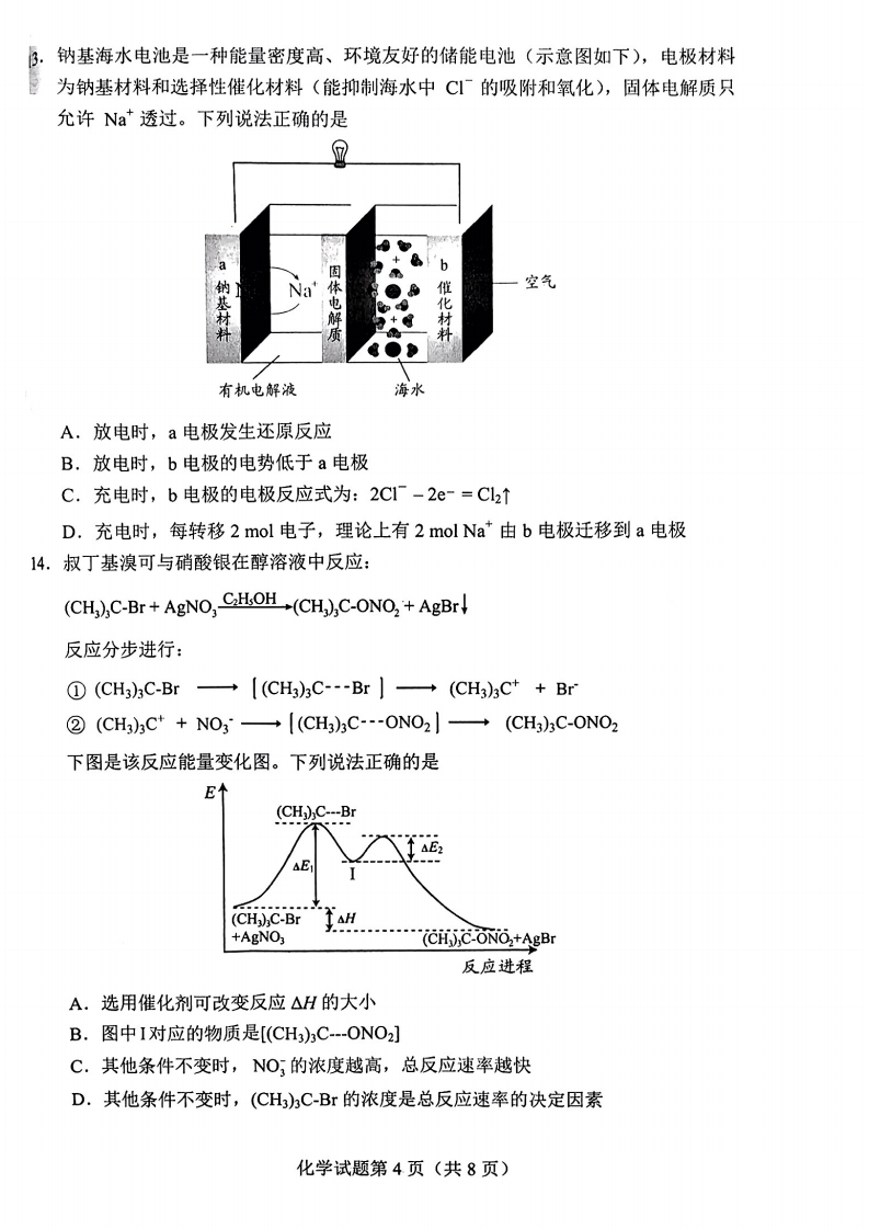 2024年九省联考化学试卷及答案解析