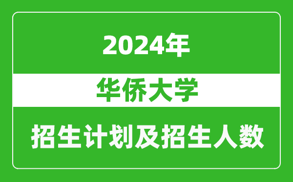 华侨大学2024年在江苏的招生计划及招生人数