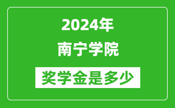 2024年南宁学院奖学金多少钱,覆盖率是多少？