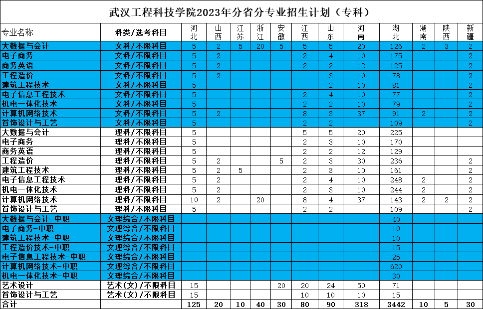 武汉工程科技学院2024年招生简章及各省招生计划人数