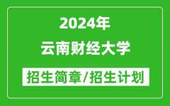 云南财经大学2024年高考招生简章及各省招生计划人数