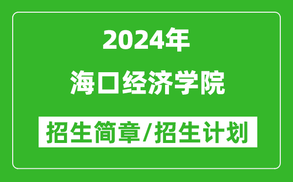 海口经济学院2024年高考招生简章及各省招生计划人数