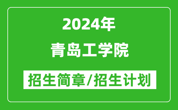 青岛工学院2024年高考招生简章及各省招生计划人数