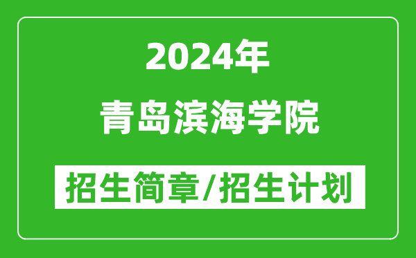 青岛滨海学院2024年高考招生简章及各省招生计划人数