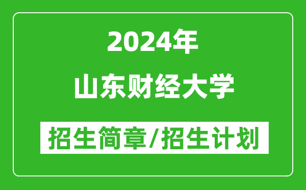 山东财经大学2024年高考招生简章及各省招生计划人数