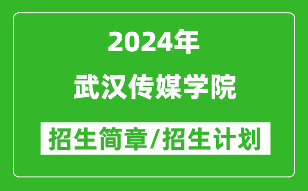 武汉传媒学院2024年高考招生简章及各省招生计划人数