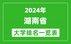 2024年湖南省大学排名一览表（131所）