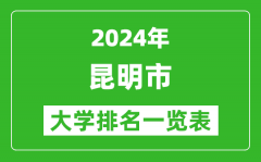 2024年昆明市大学排名一览表（52所）