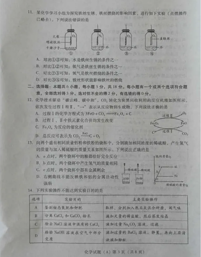 2024年潍坊中考化学试卷真题及答案解析