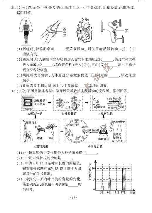 2024年福建中考生物试卷真题及答案解析