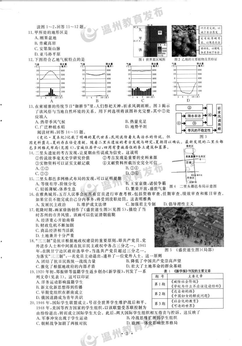 2024年温州中考政治试卷真题及答案解析