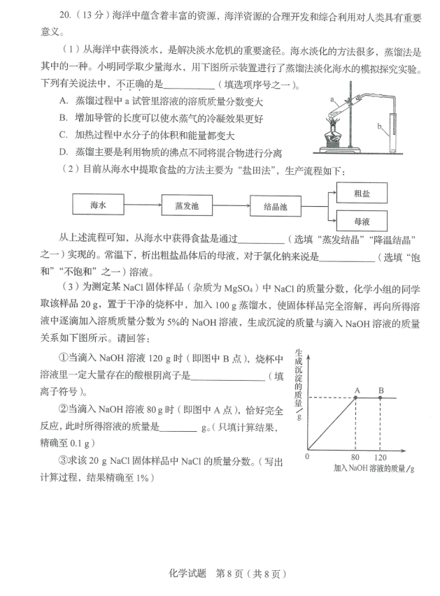 2024年济南中考化学试卷真题及答案解析