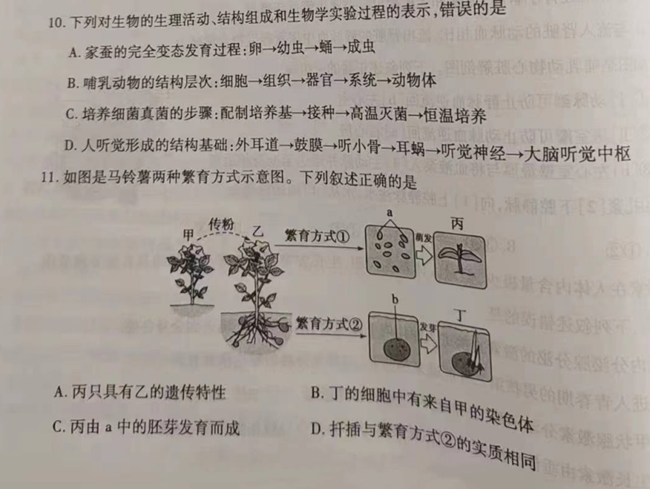 2024年泰安中考生物试卷真题及答案解析