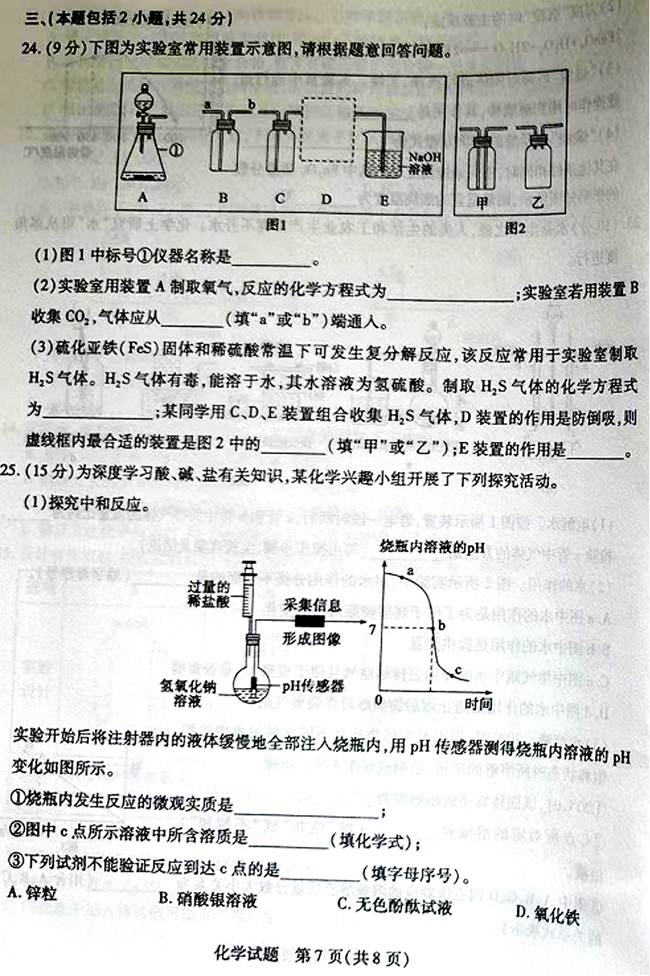 2024年泰安中考化学试卷真题及答案解析