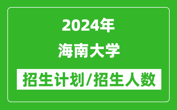 2024年海南大学各省招生计划及各专业招生人数是多少