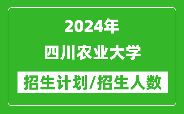 2024年四川农业大学各省招生计划及各专业招生人数是多少