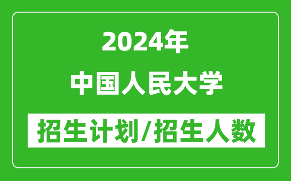 2024年中国人民大学各省招生计划及各专业招生人数是多少