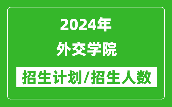 2024年外交学院各省招生计划及各专业招生人数是多少