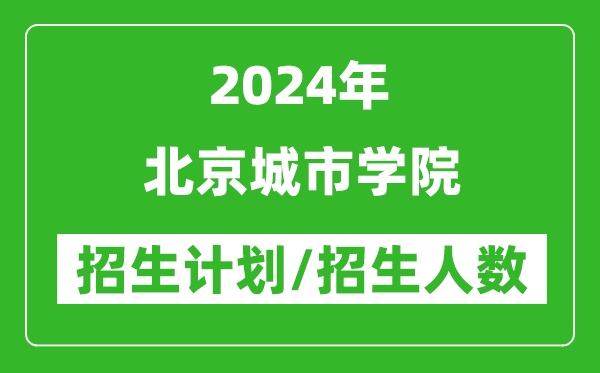 2024年北京城市学院各省招生计划及各专业招生人数是多少