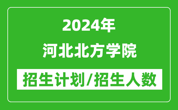 2024年河北北方学院各省招生计划及各专业招生人数是多少