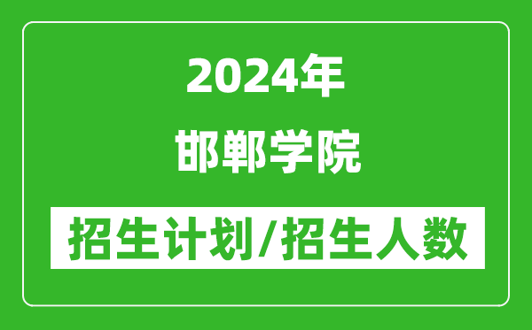 2024年邯郸学院各省招生计划及各专业招生人数是多少