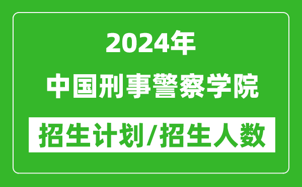 2024年中国刑事警察学院各省招生计划及各专业招生人数是多少