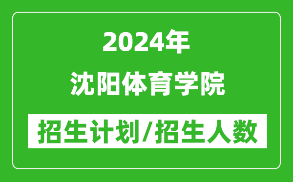 2024年沈阳体育学院各省招生计划及各专业招生人数是多少