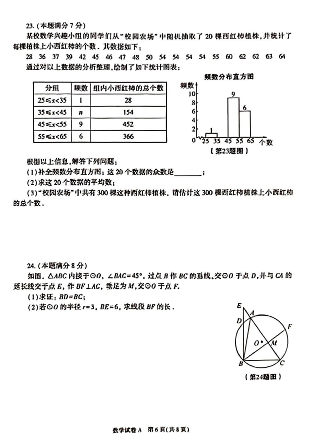 2024年陕西中考数学试卷真题及答案解析