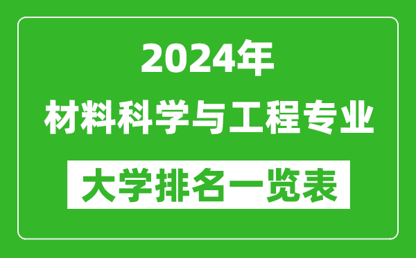 2024年全国材料科学与工程专业大学排名一览表